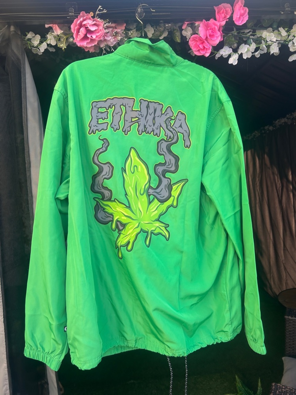 ethika Bright Green Graphic Coach Jacket